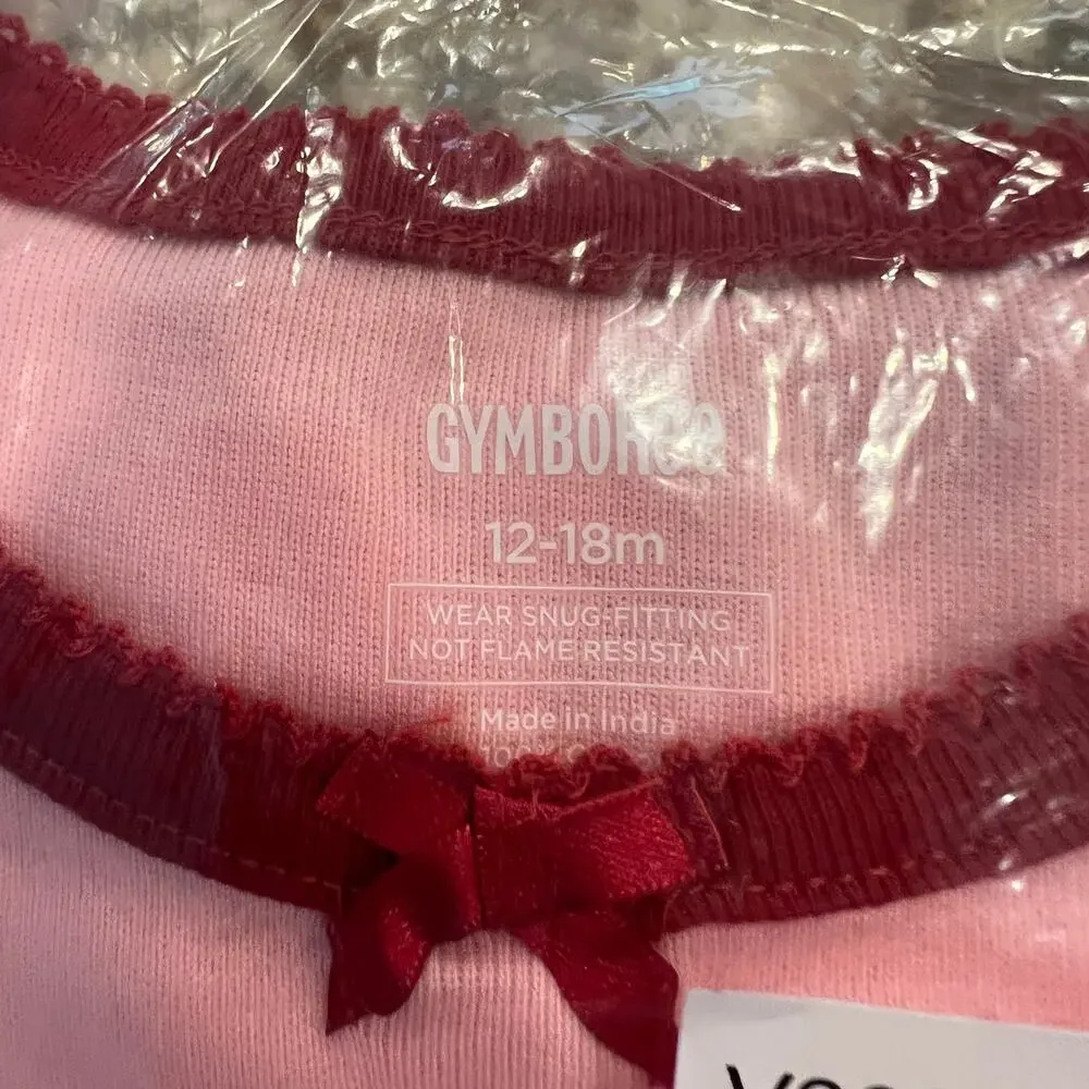 NWT Gymboree Pink W/Christmas Puppy Cotton 2-Piece Pajamas -